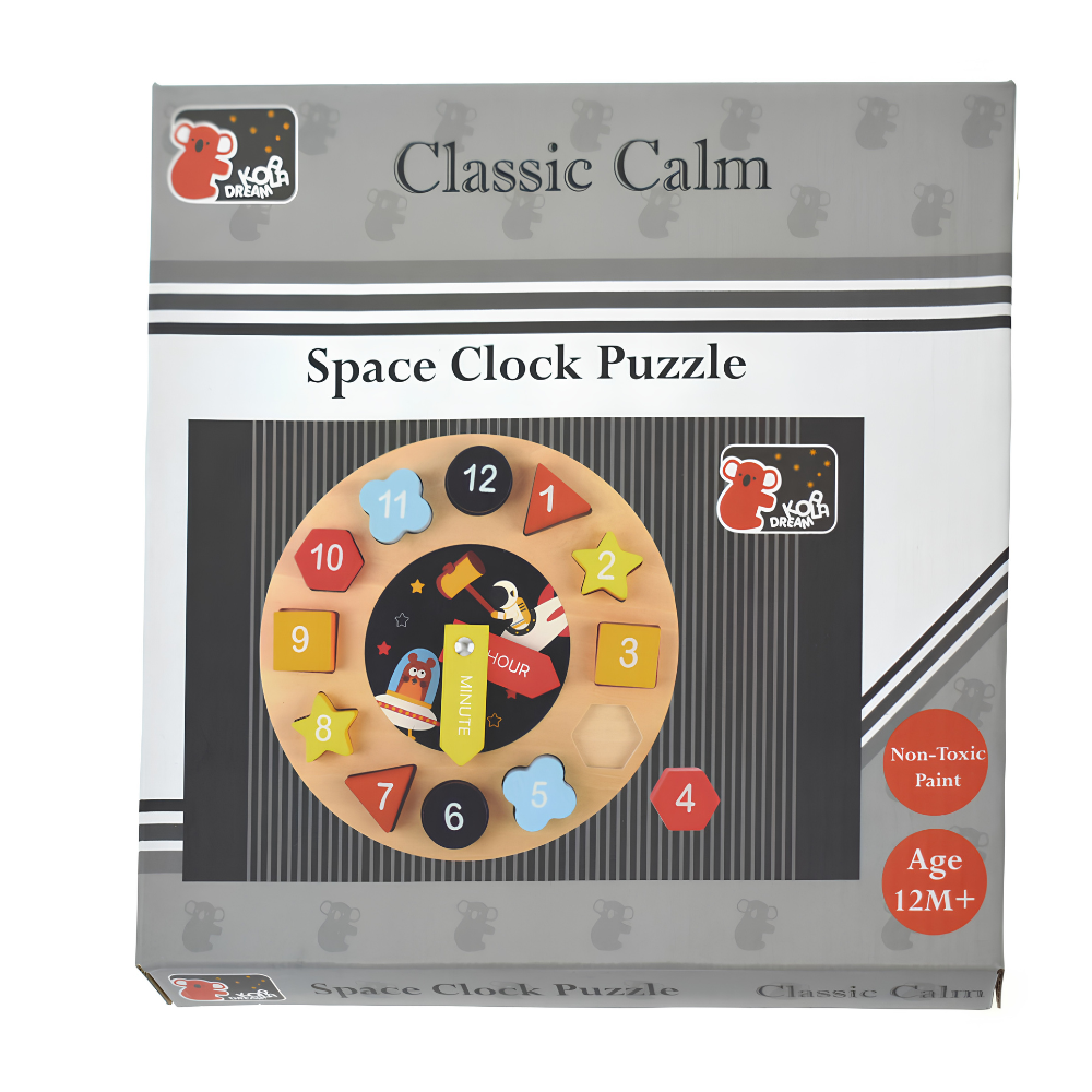 Space Clock – Wooden Shape Sorter & Puzzle