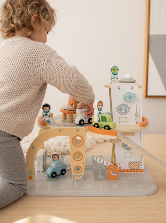 Wooden Space Station Playset - Multi-Level FSC-Certified Space Adventure Set