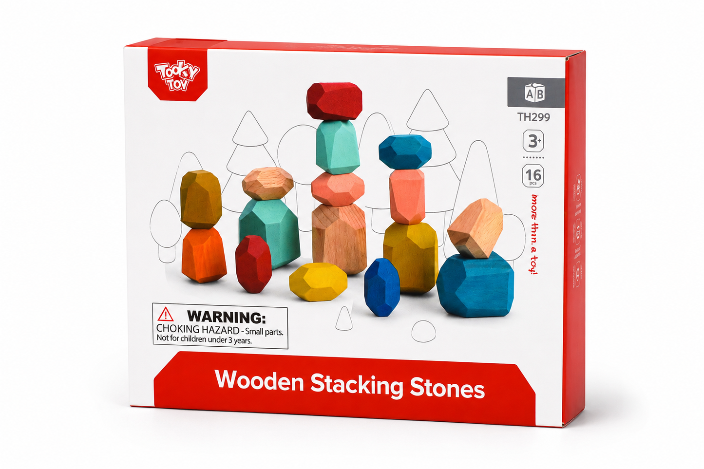 Wooden Stacking Stone Blocks - Set of 16
