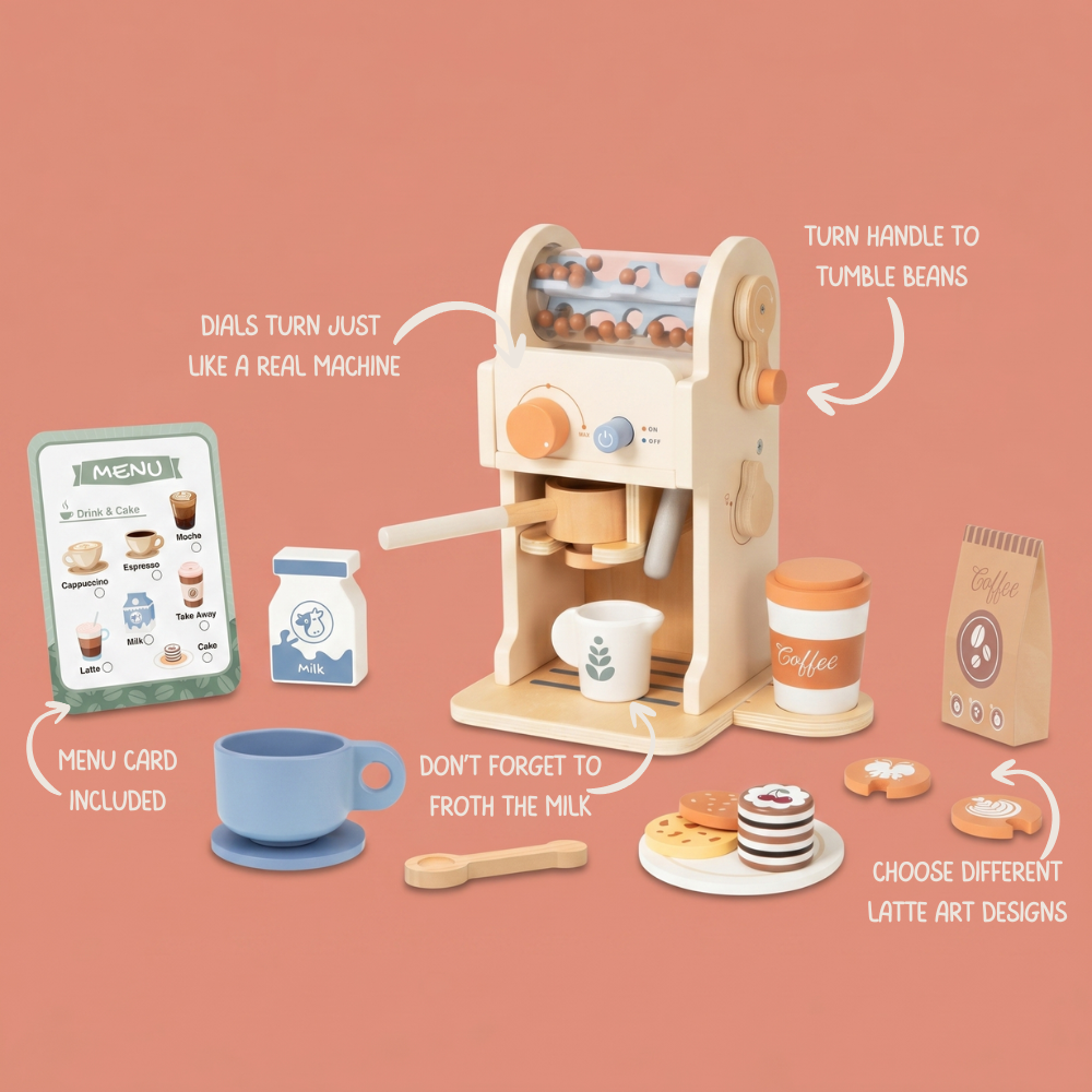 Wooden Coffee Machine Playset