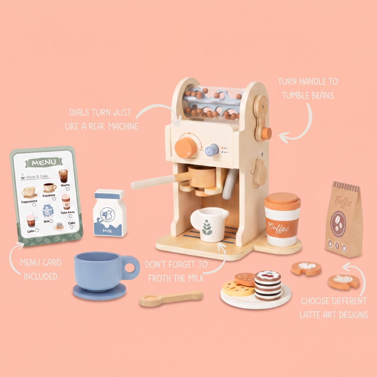Wooden Coffee Machine Playset
