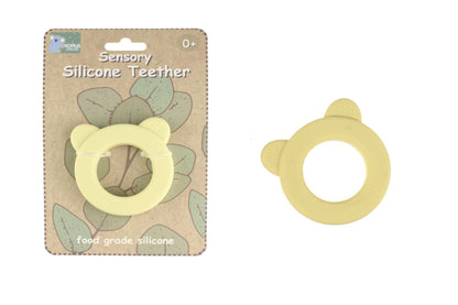 Silicone Bear Teether – Pink or Yellow