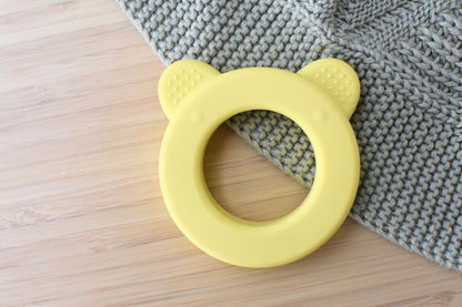 Silicone Bear Teether – Pink or Yellow
