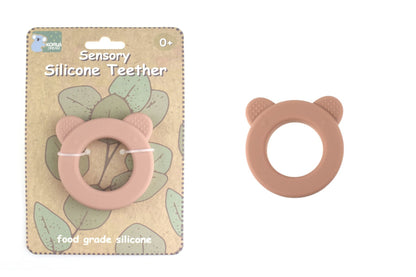 Silicone Bear Teether – Pink or Yellow