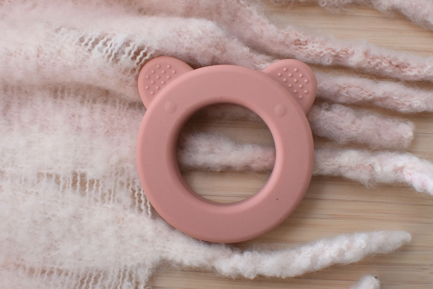 Silicone Bear Teether – Pink or Yellow