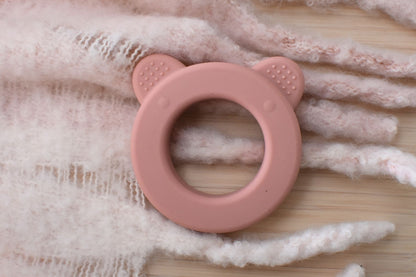 Silicone Bear Teether – Pink or Yellow