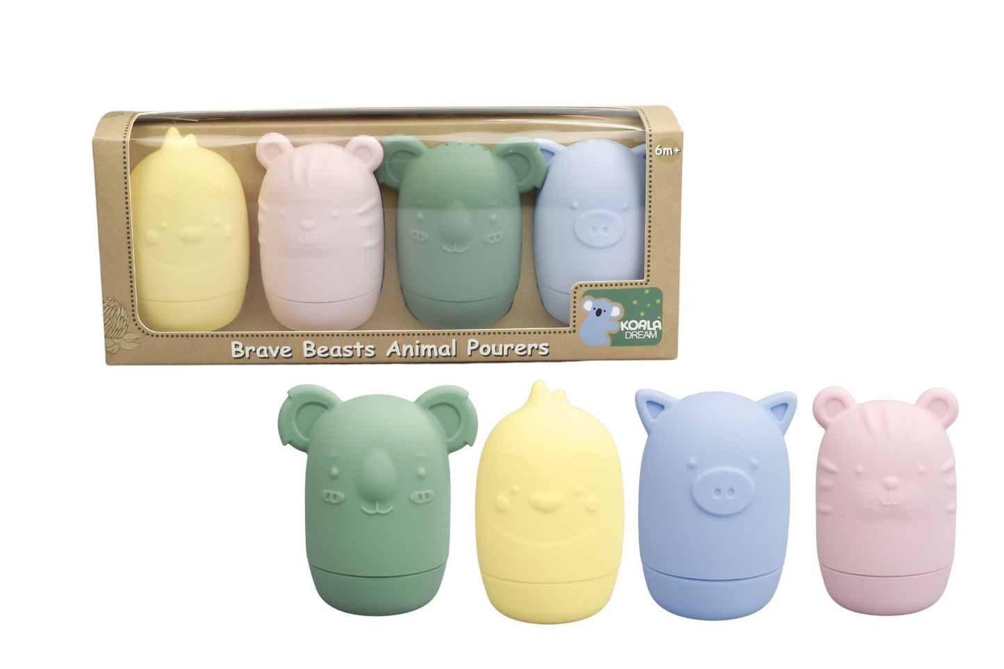 Silicone Brave Beasts Animal Pourers - 4 Pcs