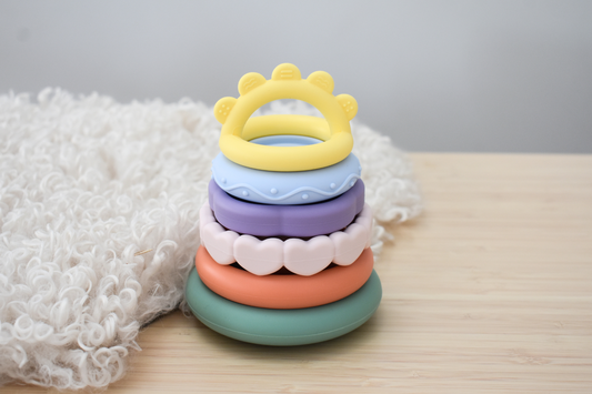 Silicone Sensory Rainbow Stacking Teether