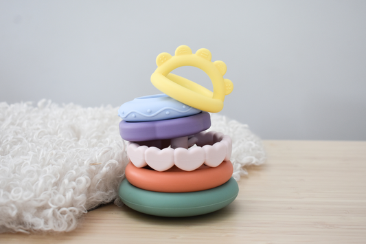 Silicone Sensory Rainbow Stacking Teether