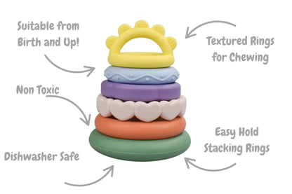 Silicone Sensory Rainbow Stacking Teether