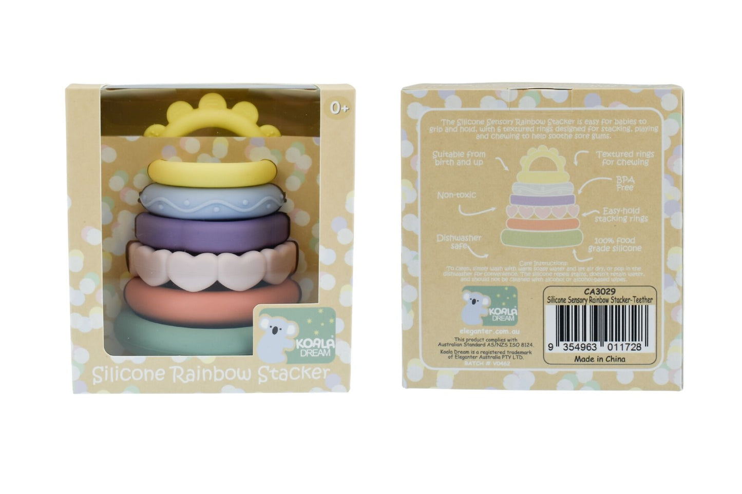 Silicone Sensory Rainbow Stacking Teether
