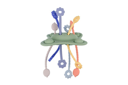 Silicone Pop & Pull Sensory Teether - Textured Pull-Cord Teething Toy