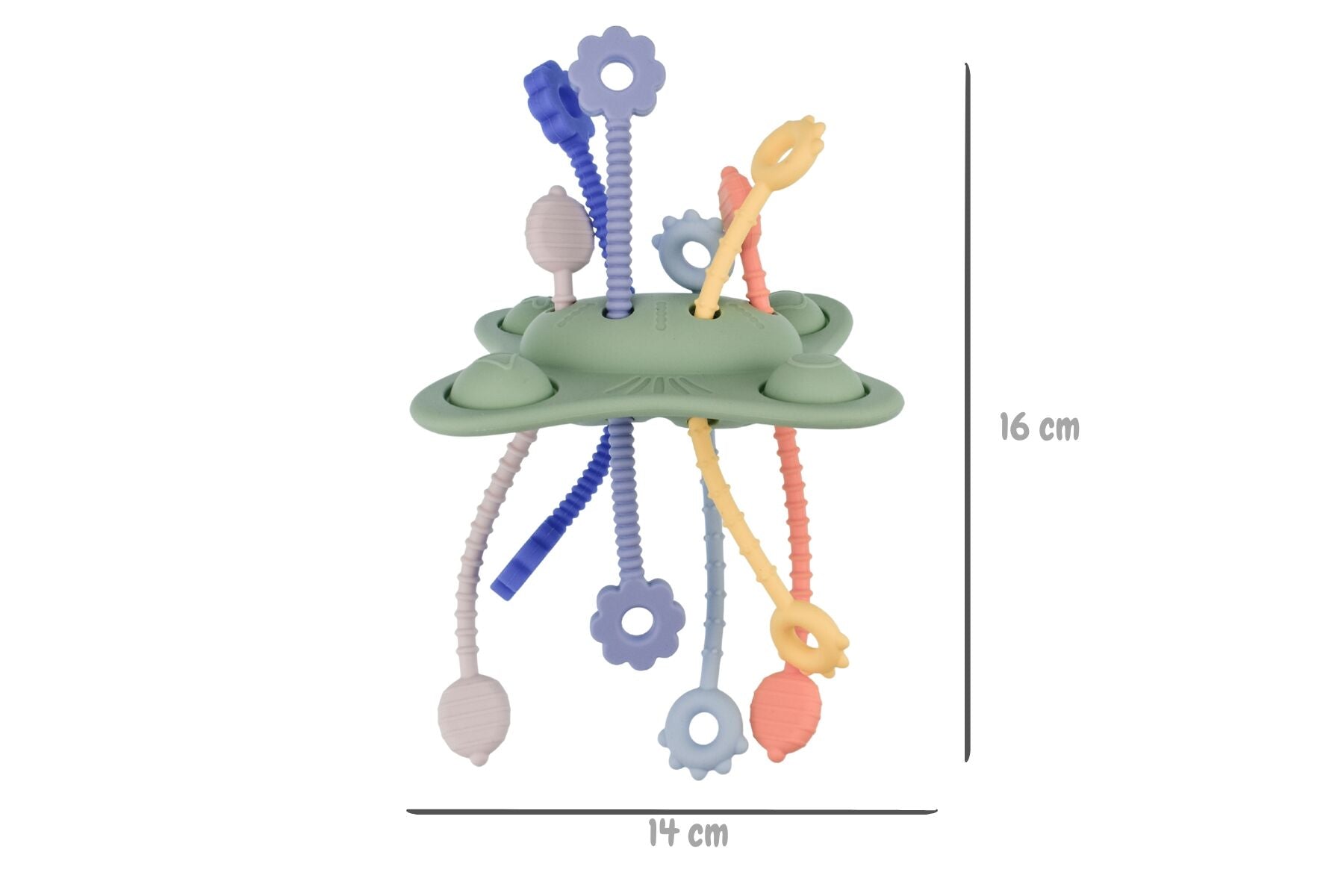 Silicone Pop & Pull Sensory Teether - Textured Pull-Cord Teething Toy