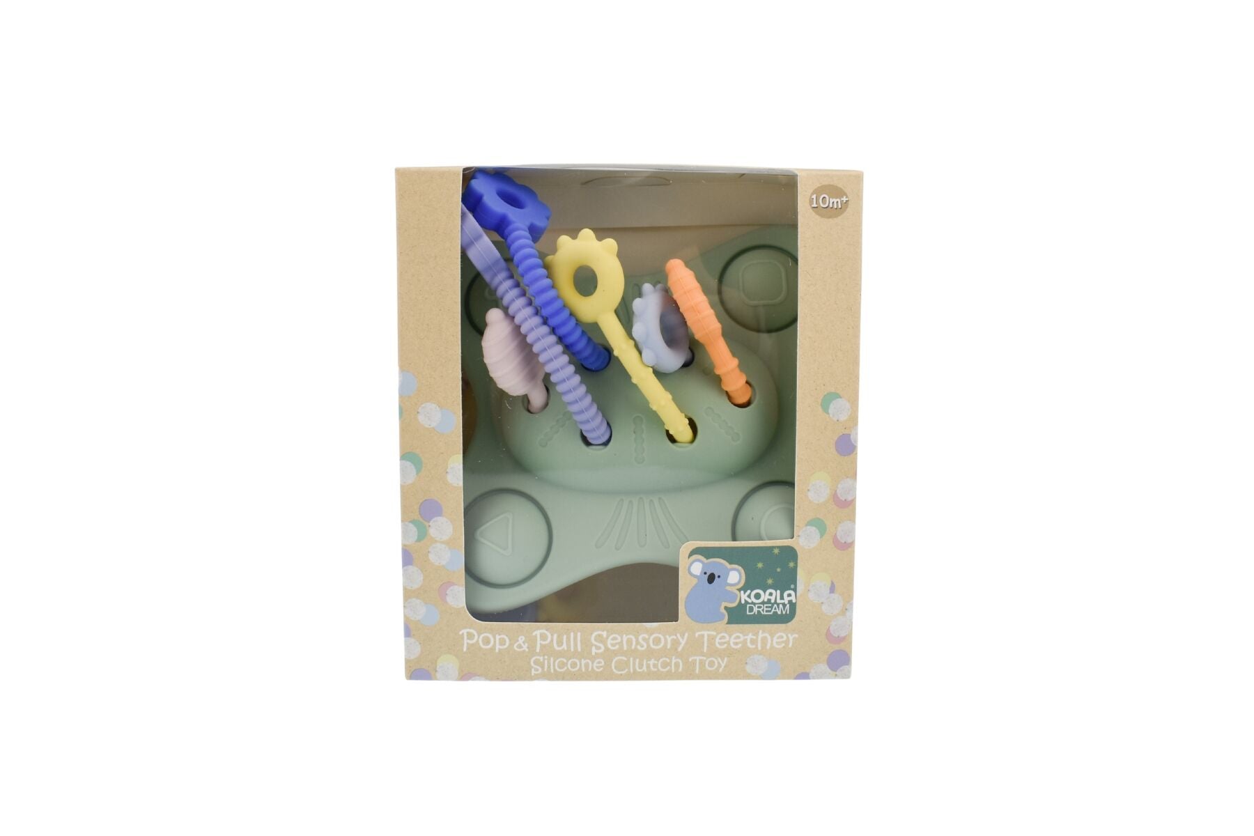 Silicone Pop & Pull Sensory Teether - Textured Pull-Cord Teething Toy