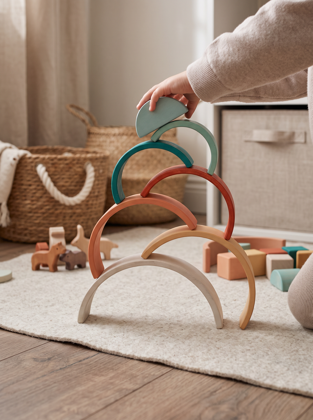 Calm & Breezy Wooden Stacking Rainbow – Terracotta