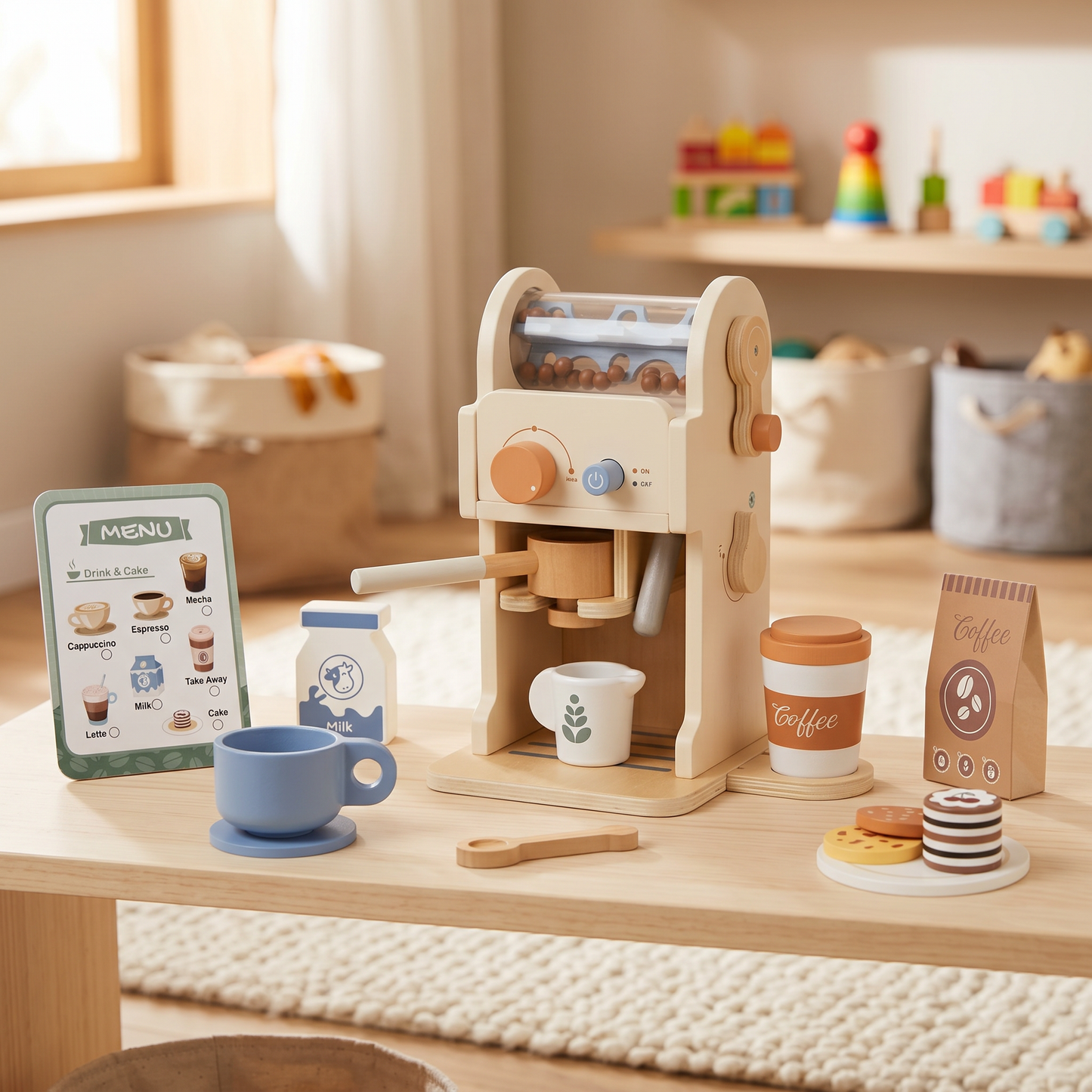 Wooden Coffee Machine Playset