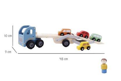 Wooden Car Carrier with 4 Cars
