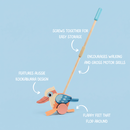 Push Along Kookaburra Wooden Toddler Toy