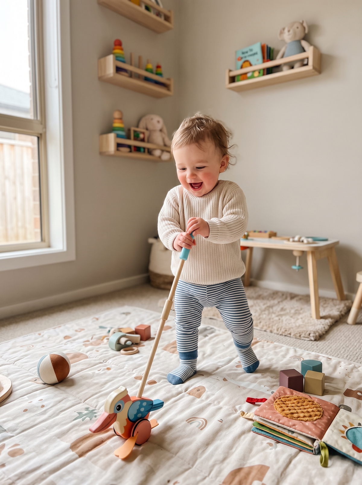 Push Along Kookaburra Wooden Toddler Toy