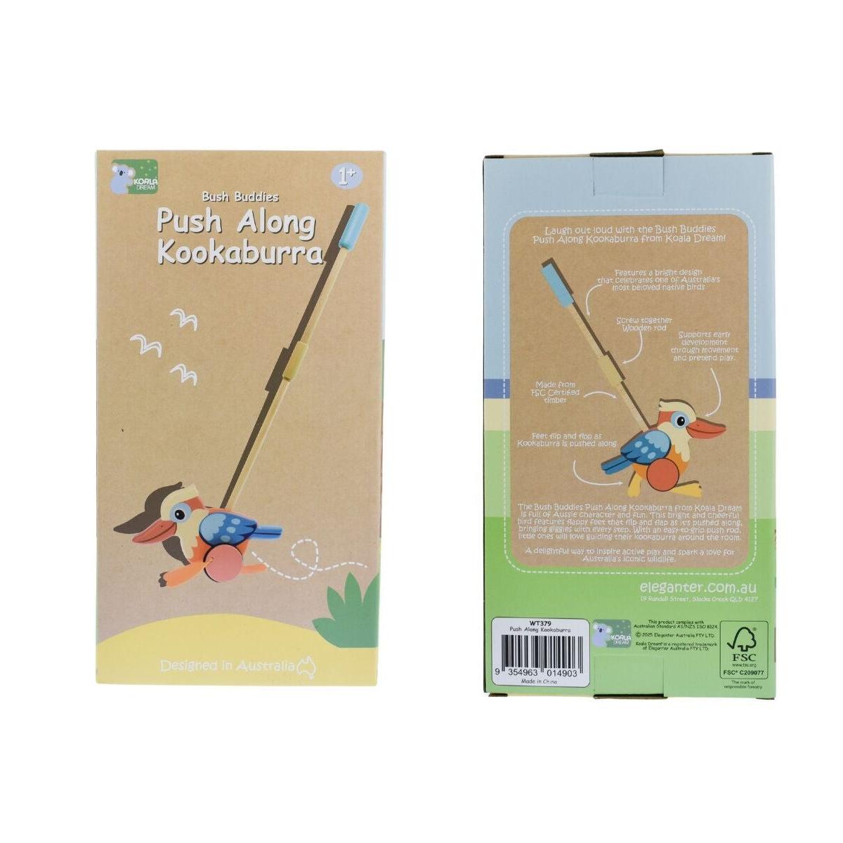 Push Along Kookaburra Wooden Toddler Toy