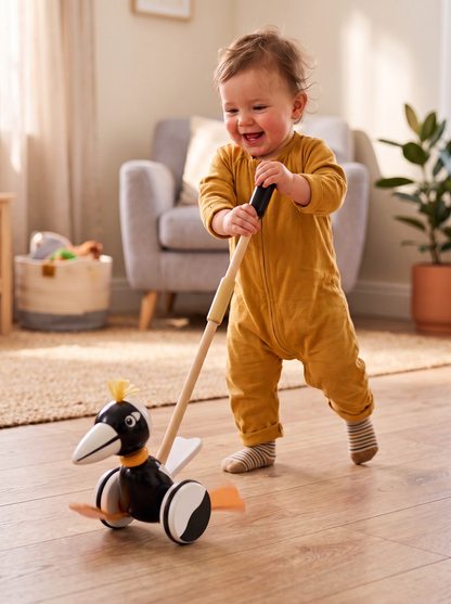 Push Along Magpie Wooden Toddler Toy