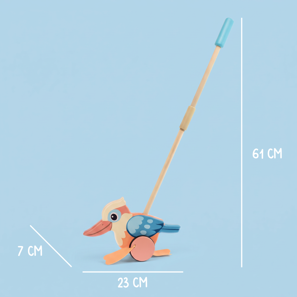 Push Along Kookaburra Wooden Toddler Toy
