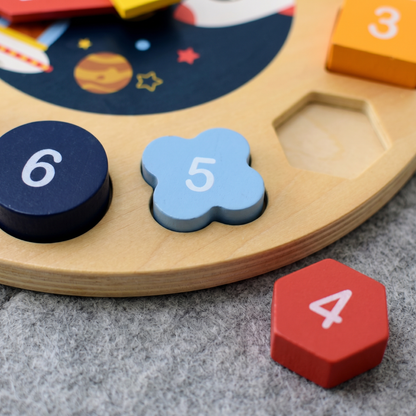 Space Clock – Wooden Shape Sorter & Puzzle