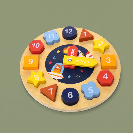 Space Clock – Wooden Shape Sorter & Puzzle