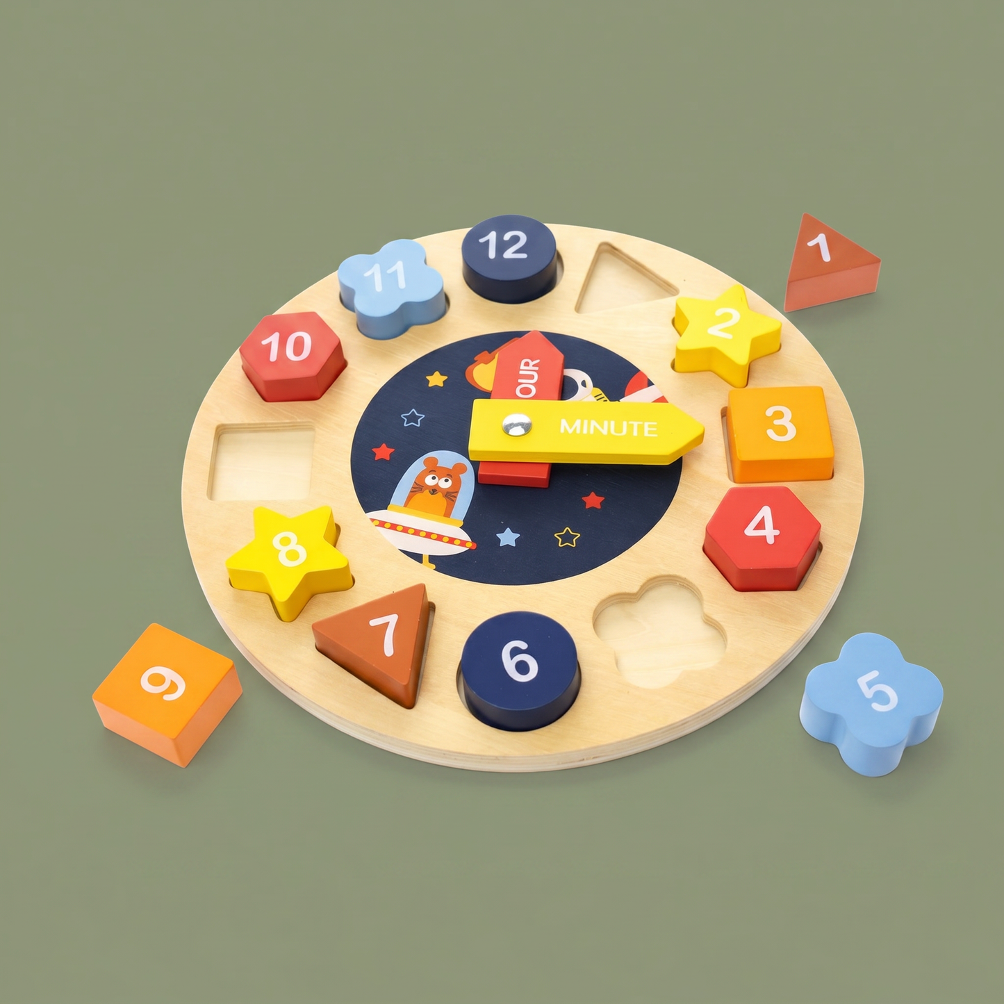 Space Clock – Wooden Shape Sorter & Puzzle