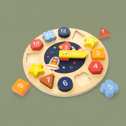 Space Clock – Wooden Shape Sorter & Puzzle