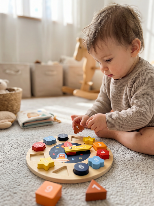 Space Clock – Wooden Shape Sorter & Puzzle