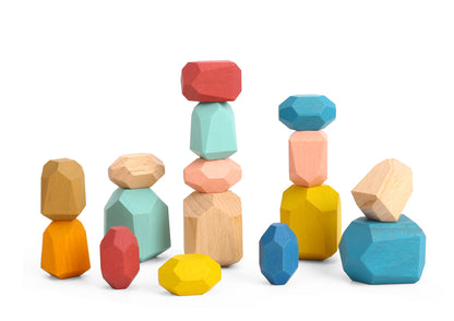 Wooden Stacking Stone Blocks - Set of 16