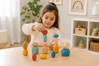 Wooden Stacking Stone Blocks - Set of 16