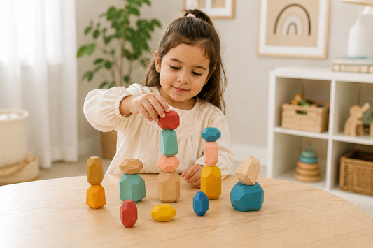 Wooden Stacking Stone Blocks - Set of 16