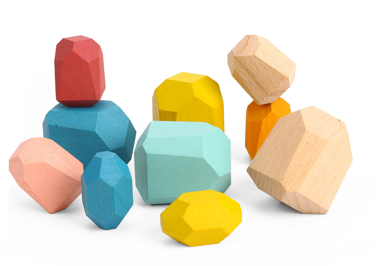 Wooden Stacking Stone Blocks - Set of 16