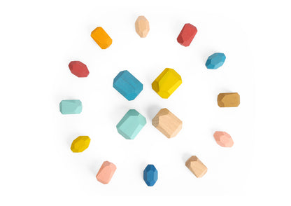 Wooden Stacking Stone Blocks - Set of 16