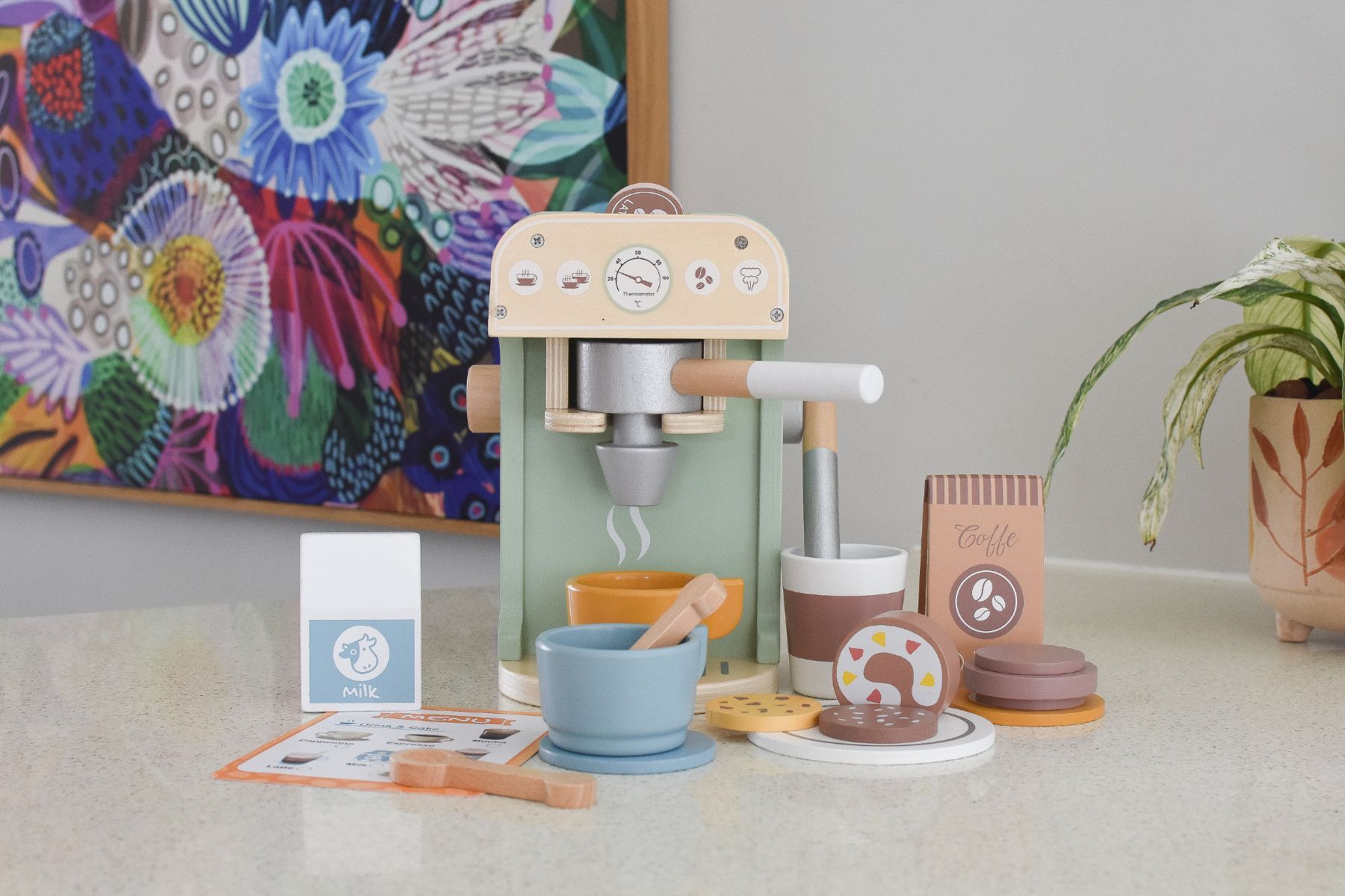 Wooden Barista Coffee Machine Set