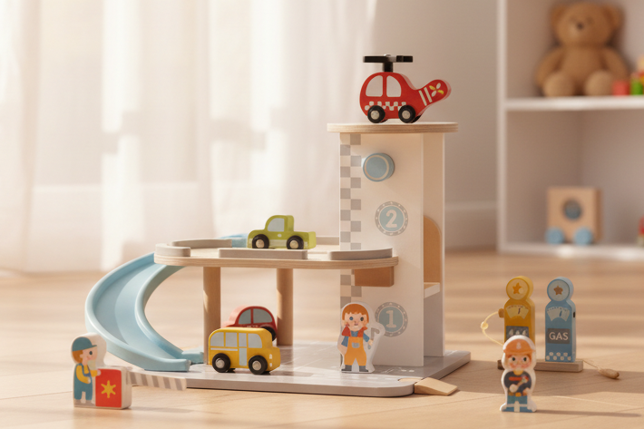Wooden Parking Garage Playset