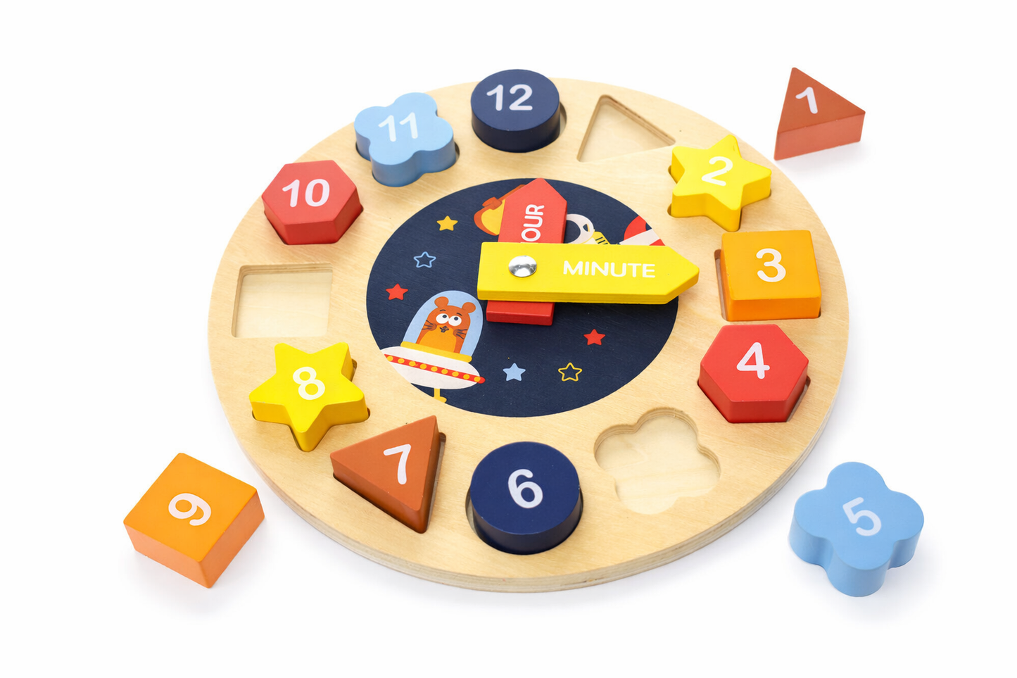 Space Clock – Wooden Shape Sorter & Puzzle