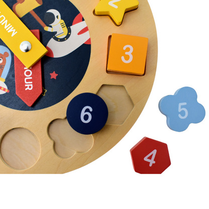 Space Clock – Wooden Shape Sorter & Puzzle
