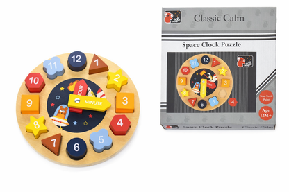 Space Clock – Wooden Shape Sorter & Puzzle