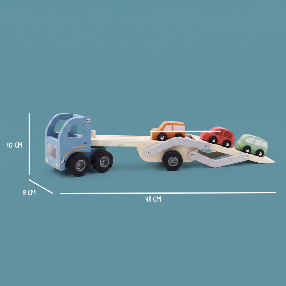 Wooden Car Carrier with 4 Cars
