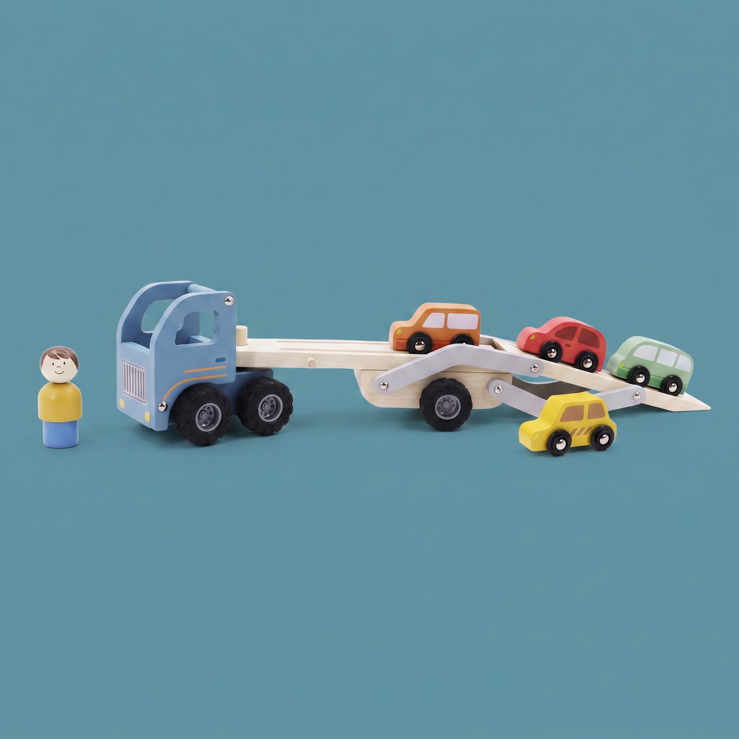 Wooden Car Carrier with 4 Cars
