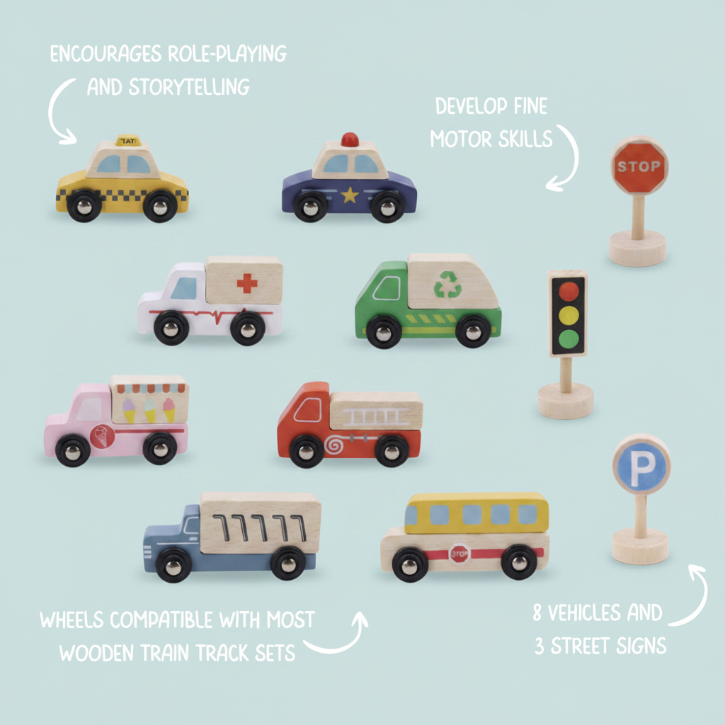 Wooden Box Transportation & Street Sign Set