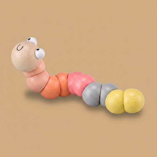 Wooden Jointed Worm - Maroon and Olive