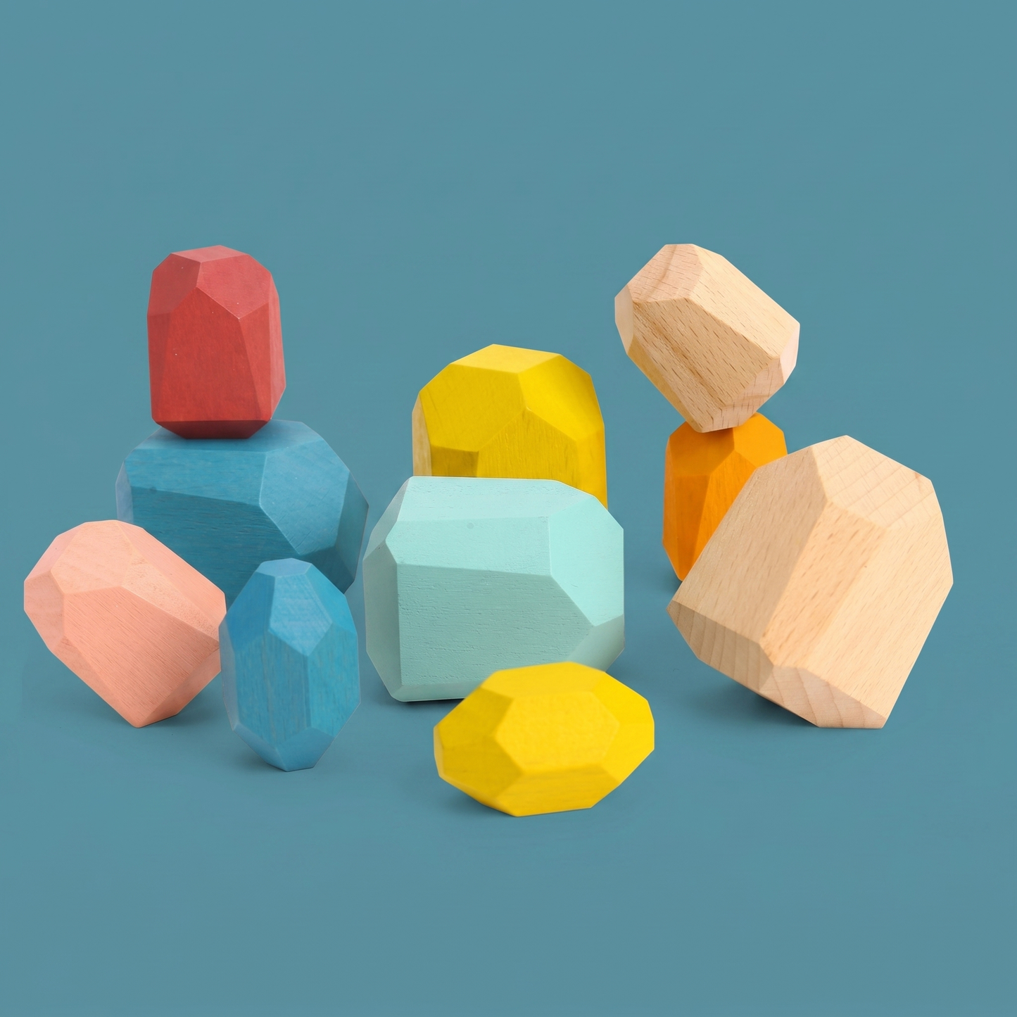Wooden Stacking Stone Blocks - Set of 16