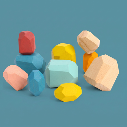 Wooden Stacking Stone Blocks - Set of 16