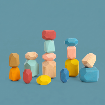 Wooden Stacking Stone Blocks - Set of 16