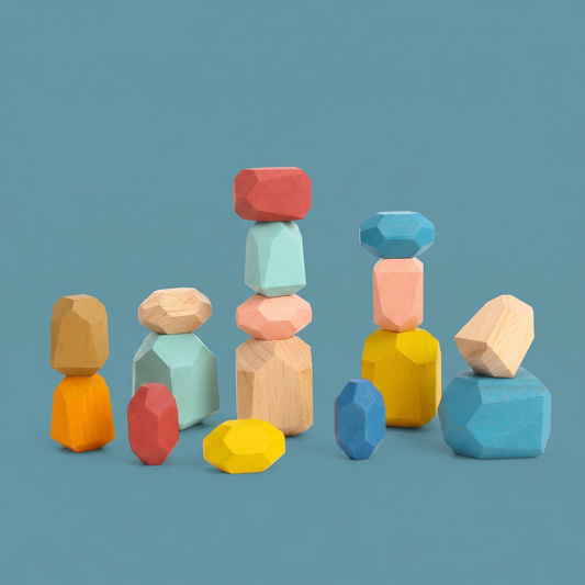 Wooden Stacking Stone Blocks - Set of 16