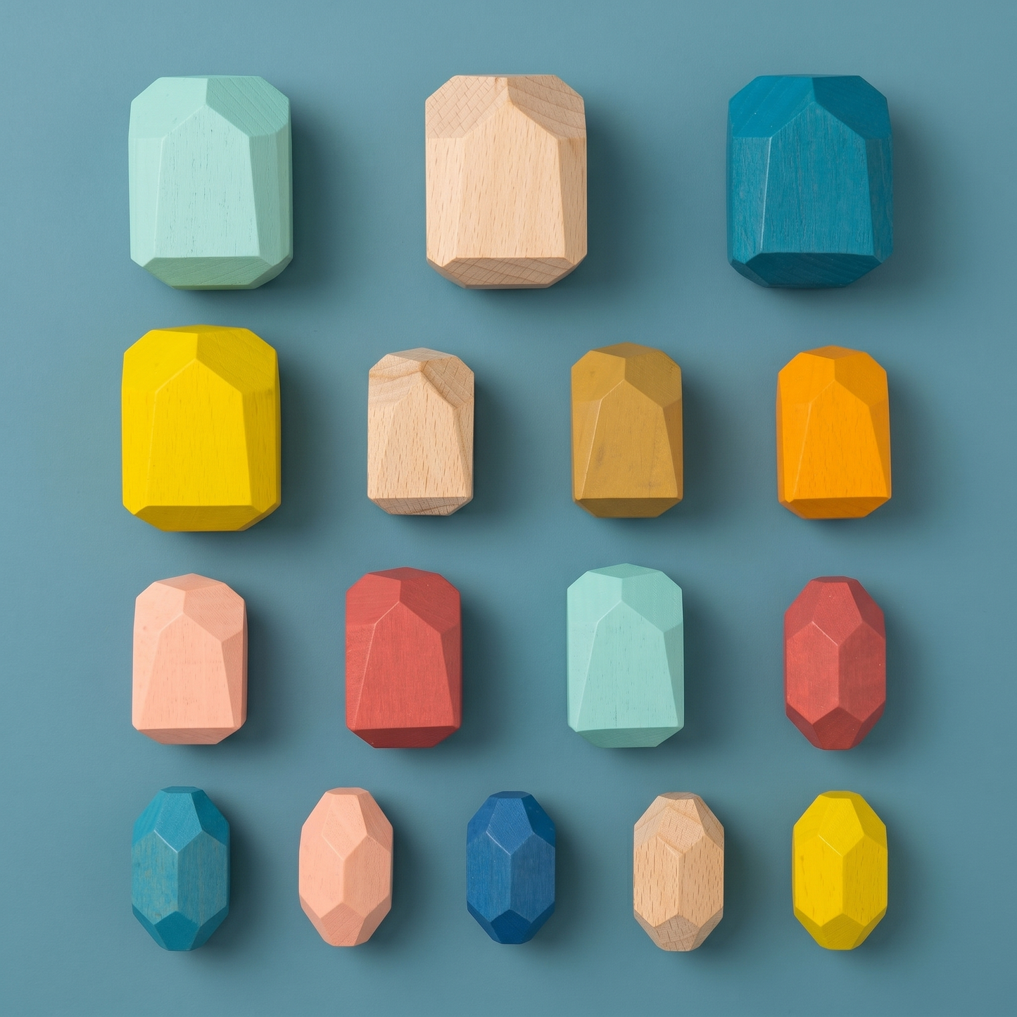 Wooden Stacking Stone Blocks - Set of 16